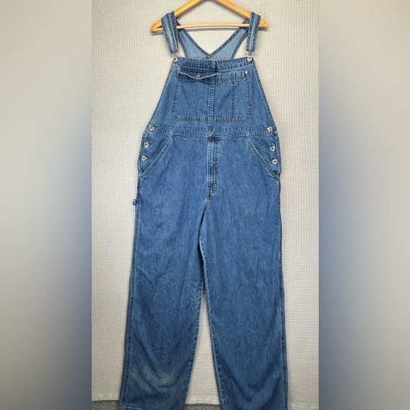 Vintage Y2K Levis Silver Tab Fits Men’s Size XL Blue Denim Baggy Overalls Faded - Picture 5 of 14
